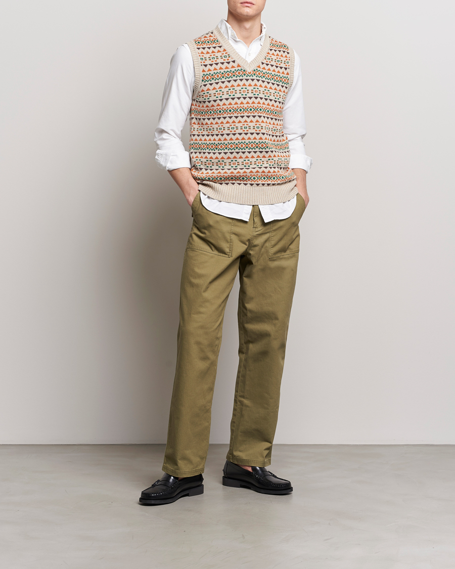 Heren | Truien | BEAMS PLUS | Fairisle Knit Vest Beige