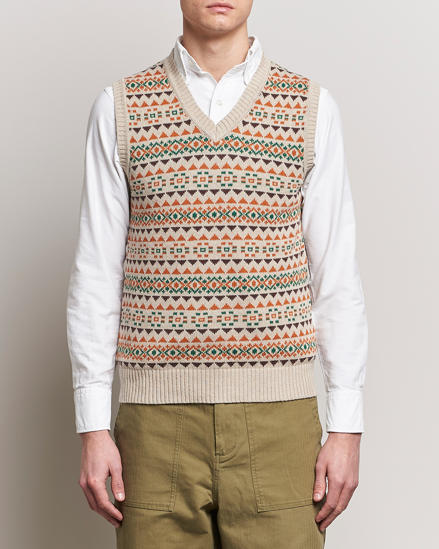 Heren | Japanese Department | BEAMS PLUS | Fairisle Knit Vest Beige