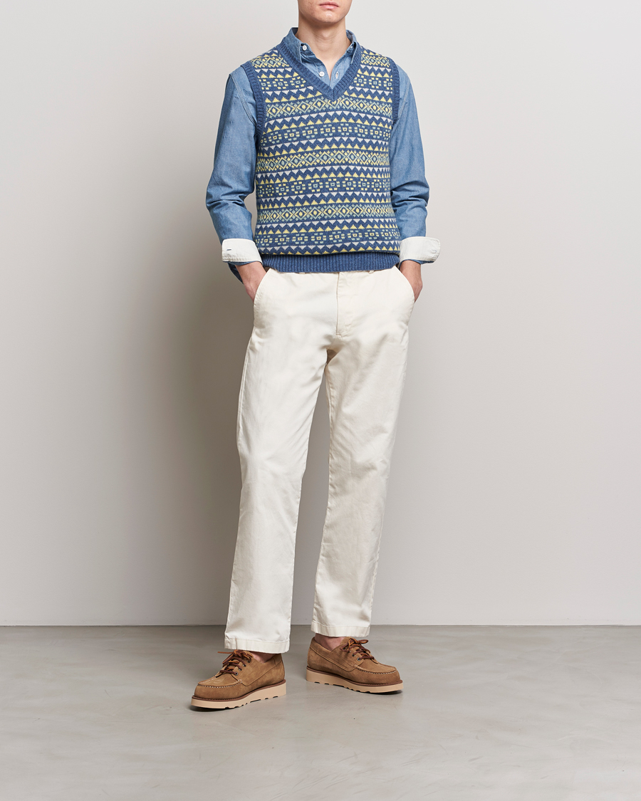 Heren | Truien | BEAMS PLUS | Fairisle Knit Vest Blue