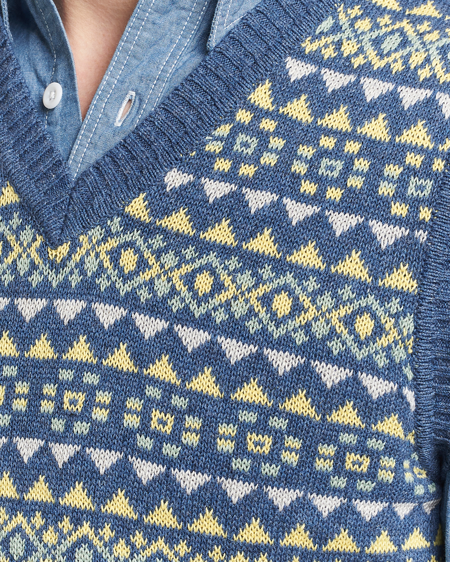 Heren | Truien | BEAMS PLUS | Fairisle Knit Vest Blue