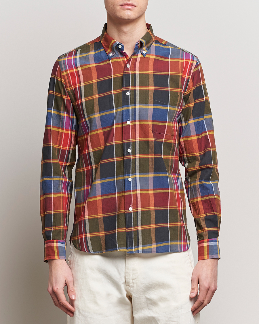 Heren | Overhemden met korte mouwen | BEAMS PLUS | Button Down Madras Shirt Red Check