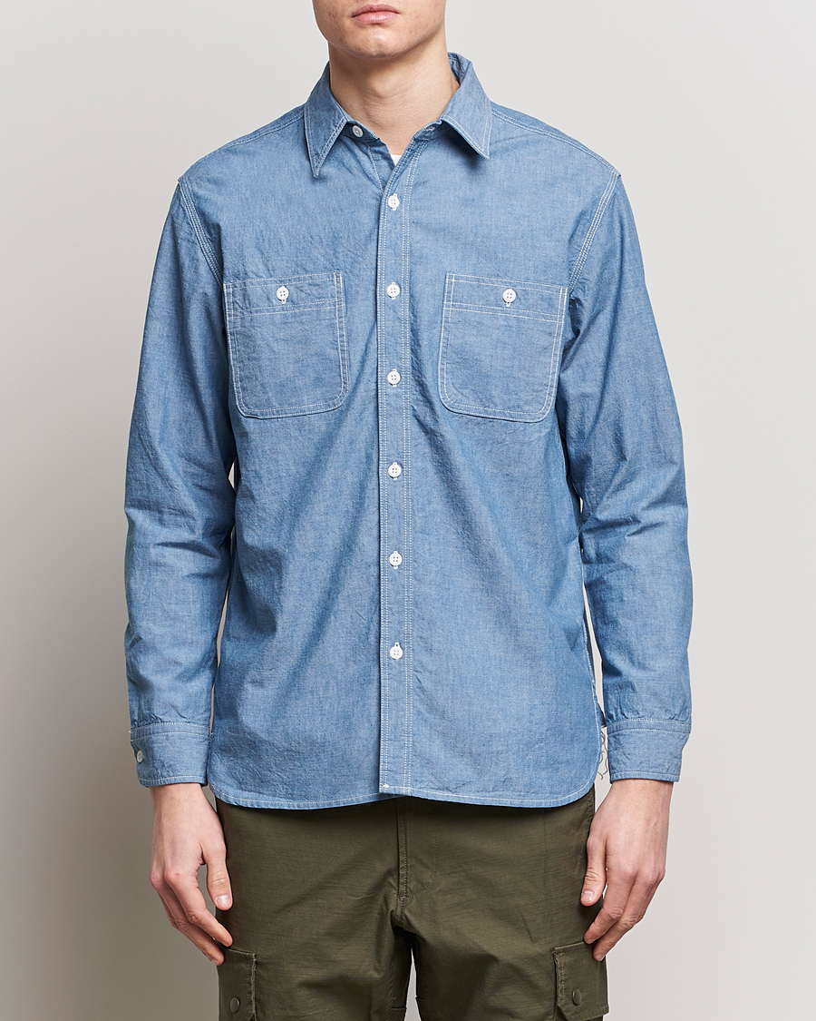 Heren | An Overshirt Occasion | BEAMS PLUS | Work Chambray Overshirt Light Blue