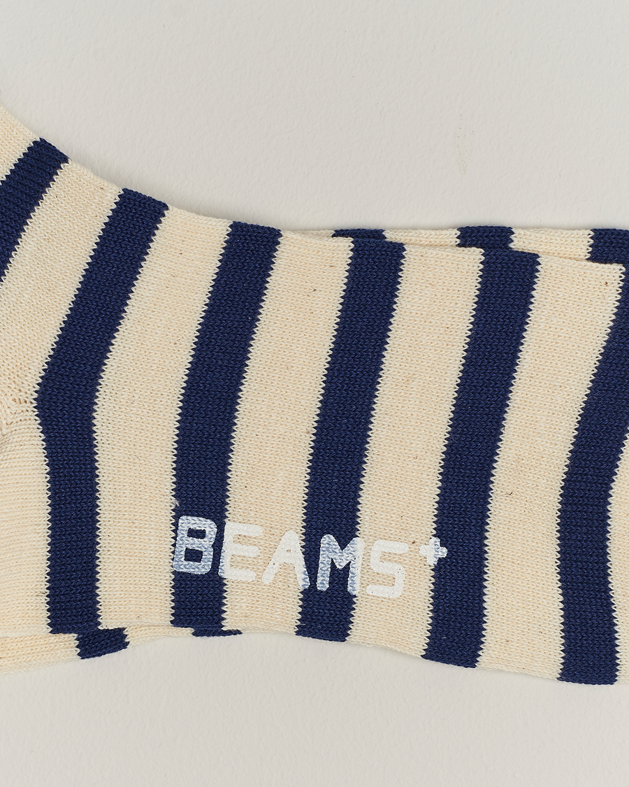 Heren | Pochets | BEAMS PLUS | BEAMS PLUS2 Tone Stripe SocksWhite/Navy