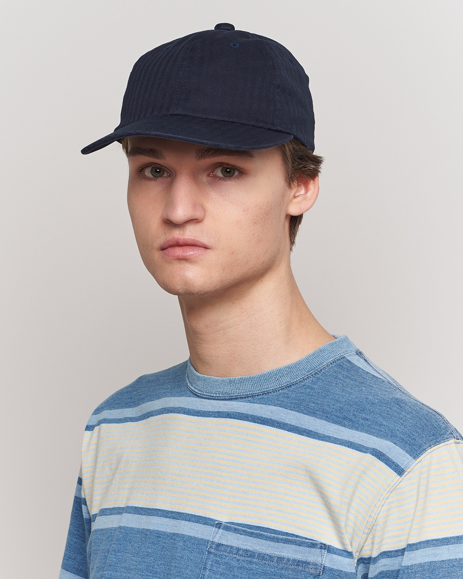Heren | BEAMS PLUS 6 Panel Herringbone Cap Navy | BEAMS PLUS | 6 Panel Herringbone Cap Navy