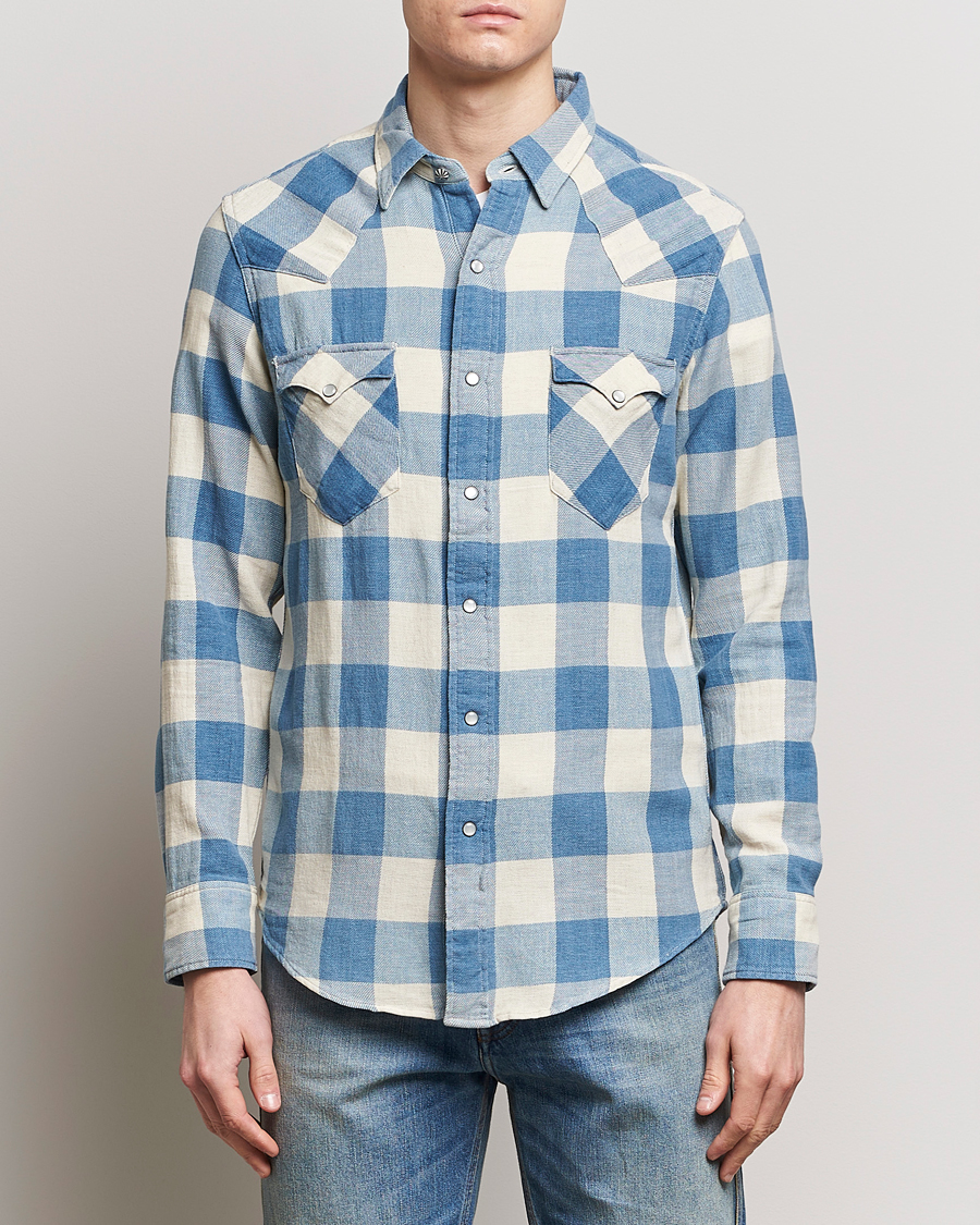 Heren |  | RRL | Buffalo Flannel Western Shirt Indigo/Cream