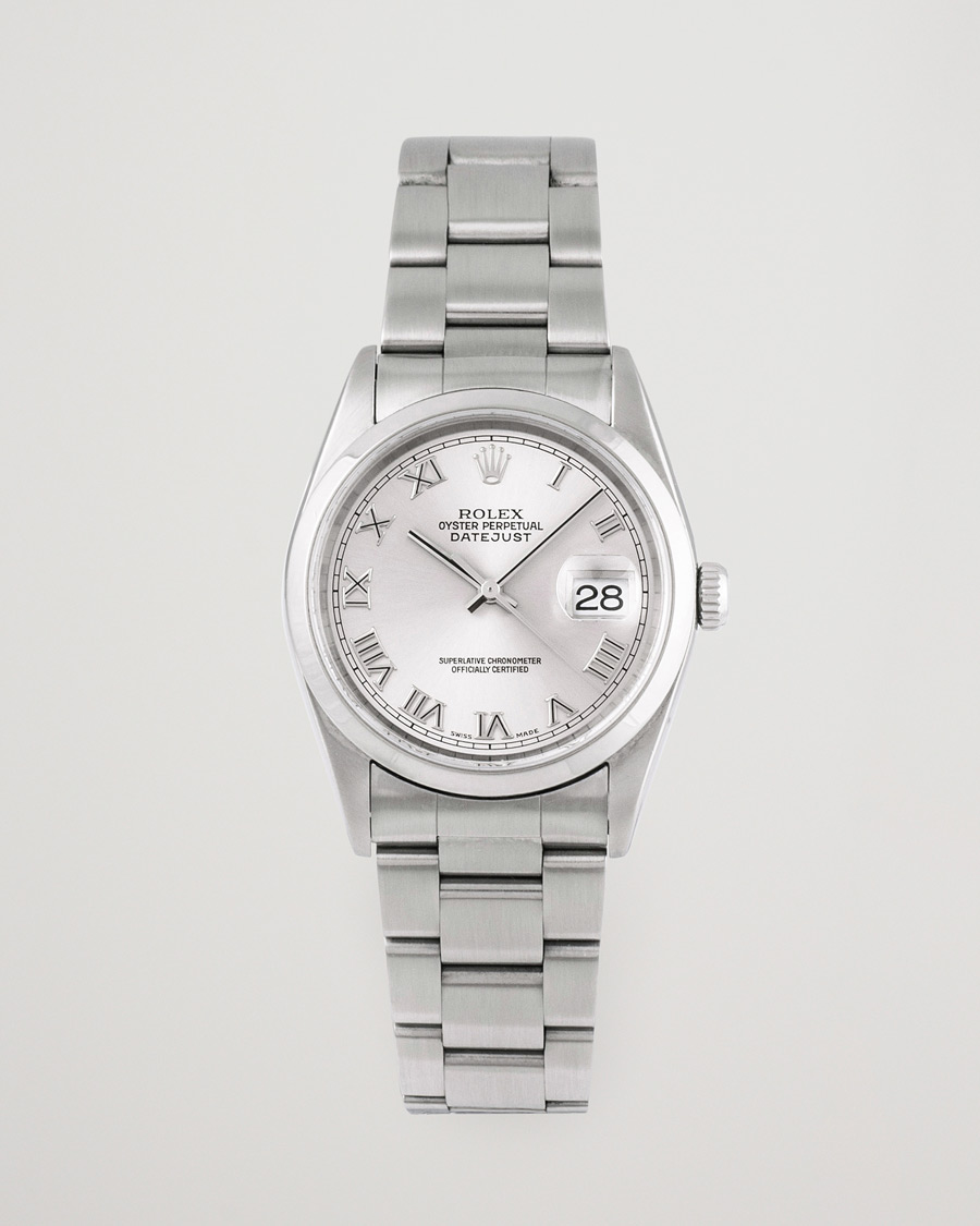 Heren | Rolex Pre-Owned Datejust 16200 Oystert Perpetual Steel Silver | Rolex Pre-Owned | Datejust 16200 Oystert Perpetual Steel Silver