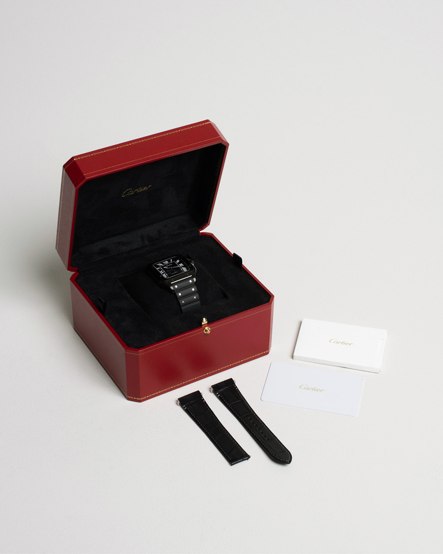 Heren | Cartier Pre-Owned Santos De Cartier Steel WSSA0039 Black | Cartier Pre-Owned | Santos De Cartier Steel WSSA0039 Black