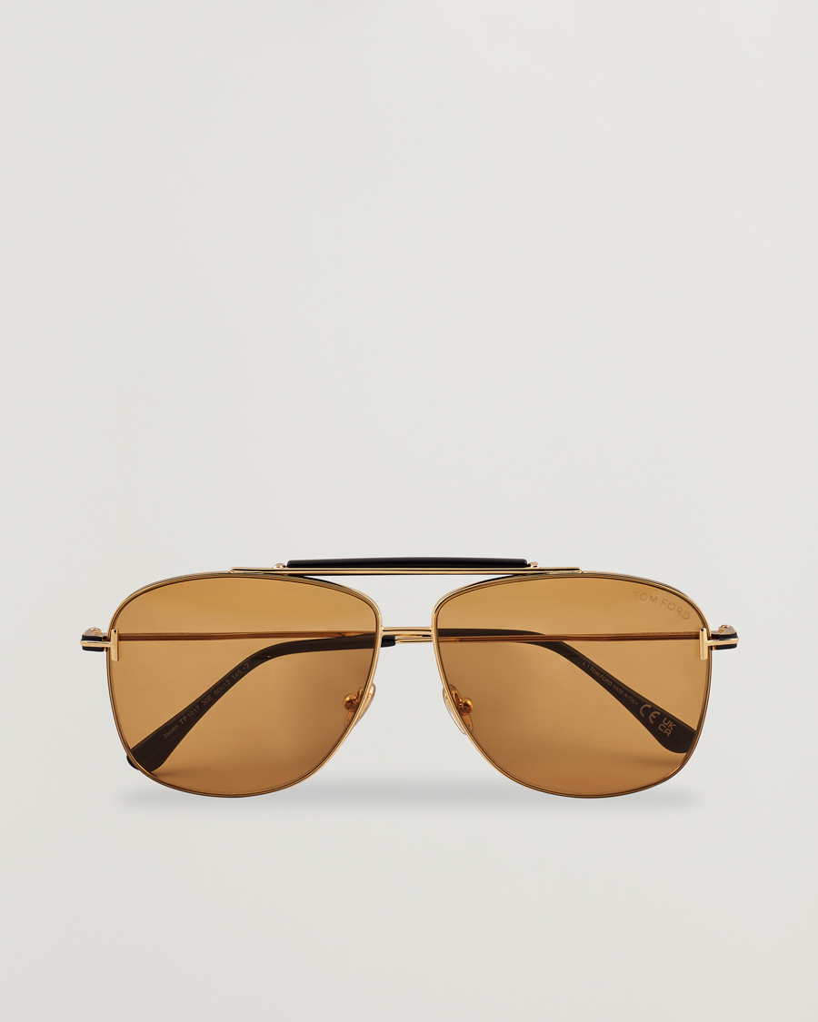 Heren | Zonnebrillen | Tom Ford | Jaden FT1017 Metal Sunglasses Gold/Brown
