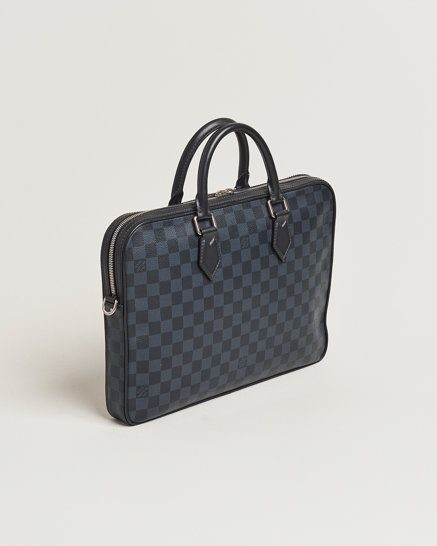 Heren | Louis Vuitton Pre-Owned Dandy Slim Briefcase Damier Navy | Louis Vuitton Pre-Owned | Dandy Slim Briefcase Damier Navy