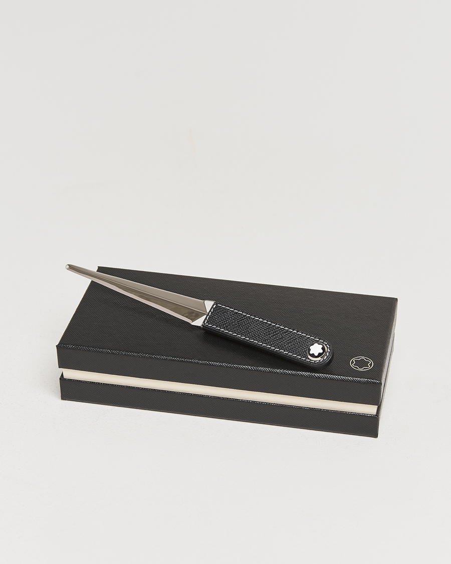 Heren | Thuis | Montblanc | Letter Opener in Steel and Leather Black