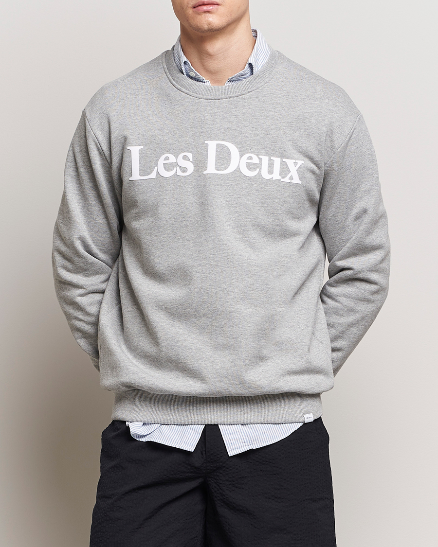 Heren | LES DEUX | LES DEUX | Charles Logo Sweatshirt Light Grey Melange