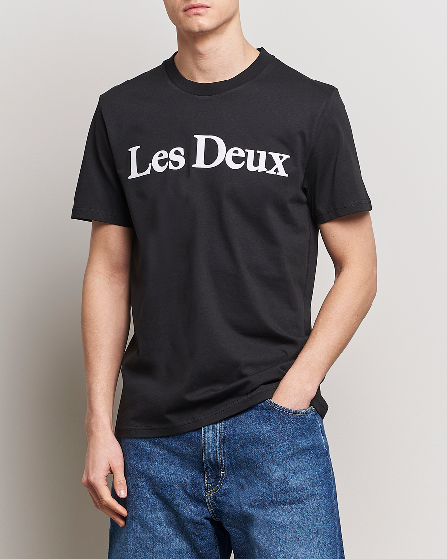 Heren | Zwarte T-shirts | LES DEUX | Charles Logo T-Shirt Black