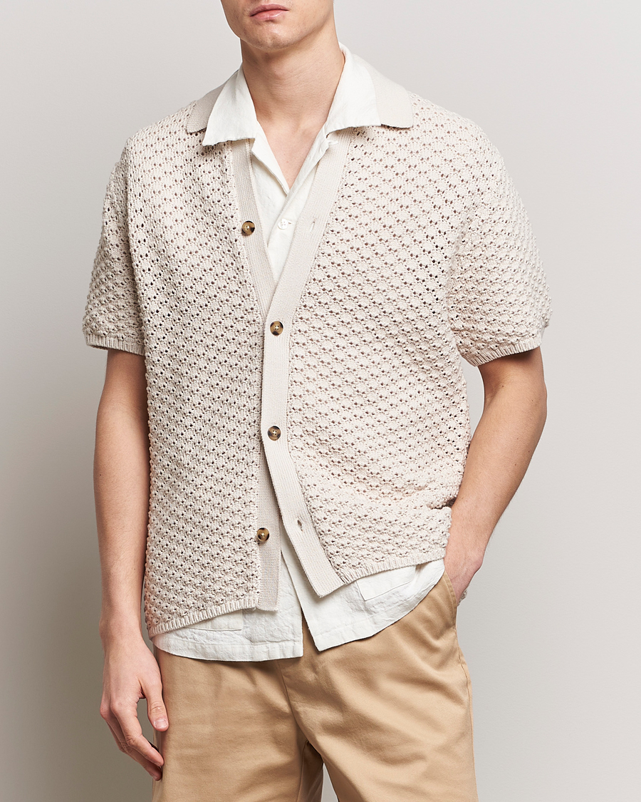 Heren | Nieuwe productafbeeldingen | LES DEUX | Gideon Knitted Shirt Ivory