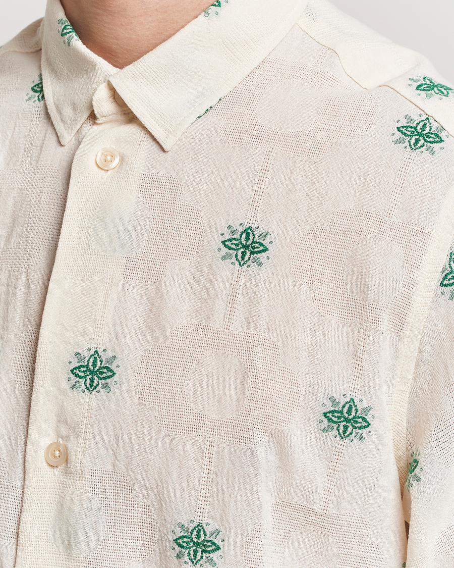 Heren | Overhemden | LES DEUX | Ira Short Sleeve Embroidery Cotton Shirt Ivory