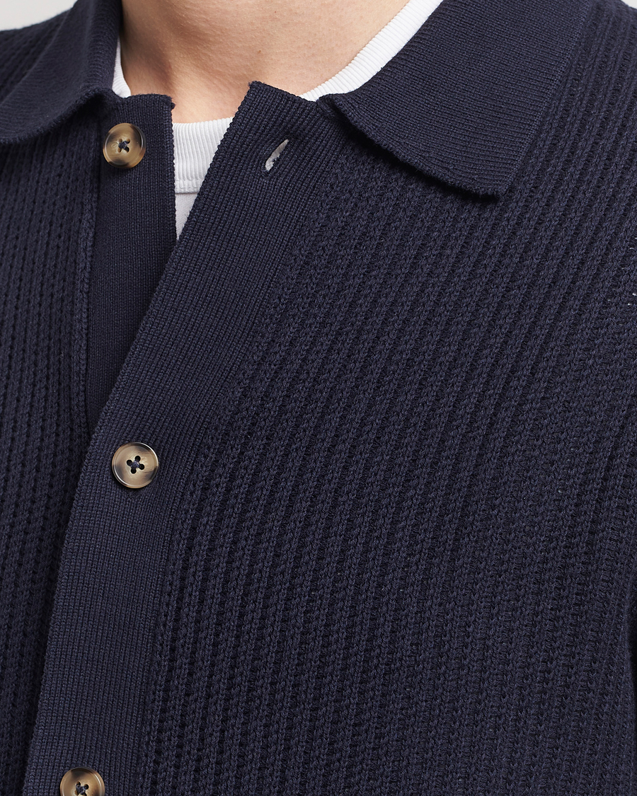 Heren | Overhemden | LES DEUX | Gustavo Knitted Shirt Dark Navy