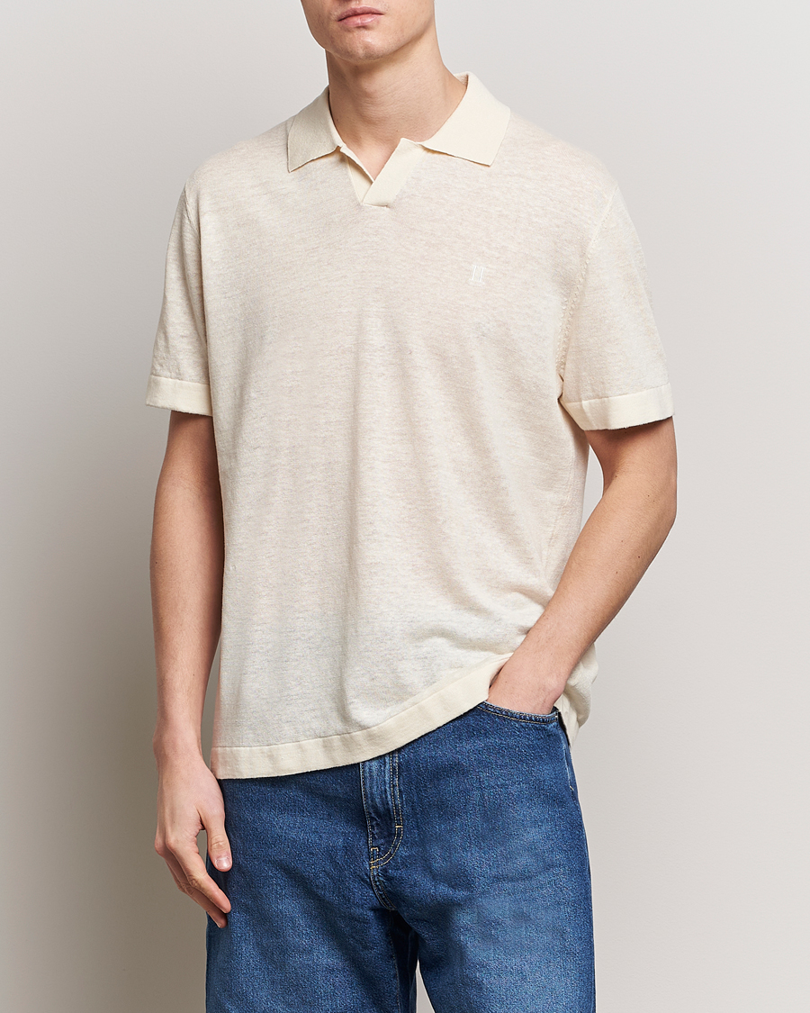 Heren | LES DEUX | LES DEUX | Emmanuel Linen/Cotton Polo Knit Ivory