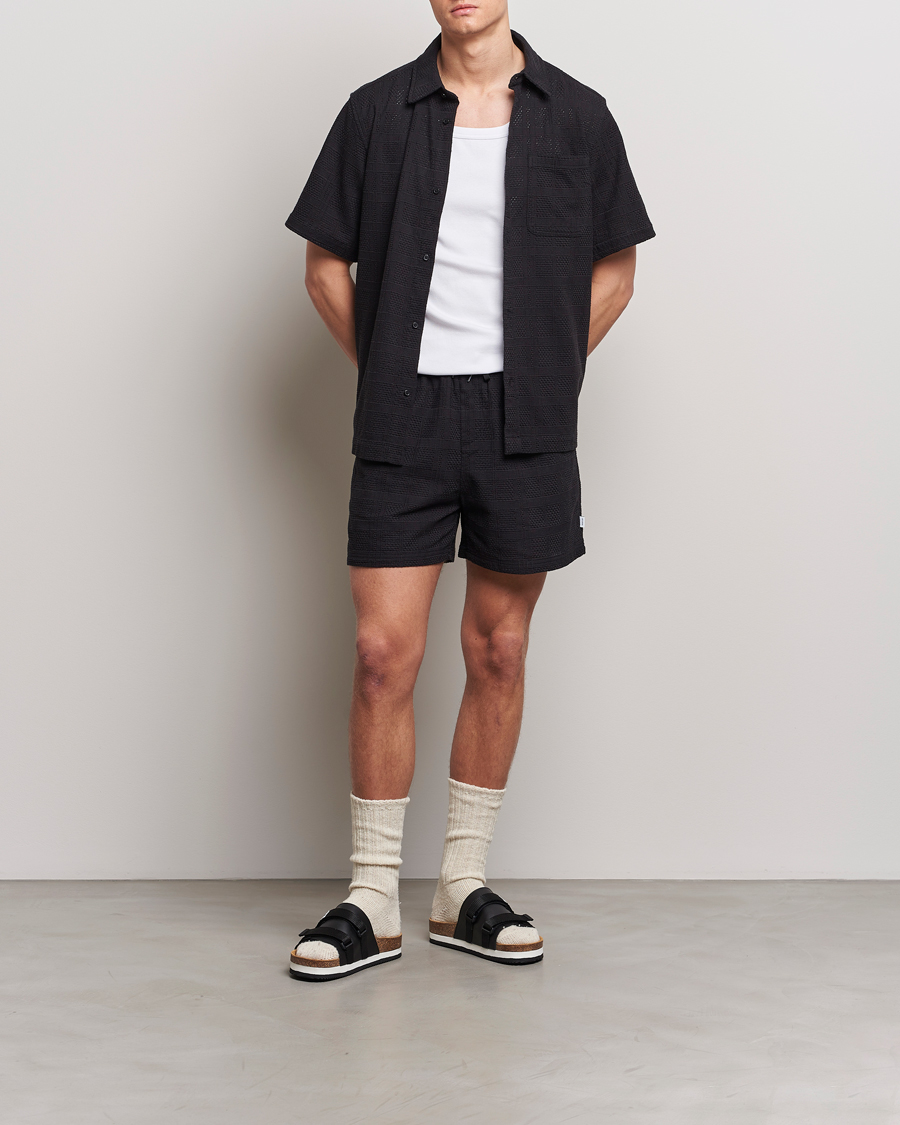 Heren | Overhemden | LES DEUX | Charlie Short Sleeve Knitted Shirt Black
