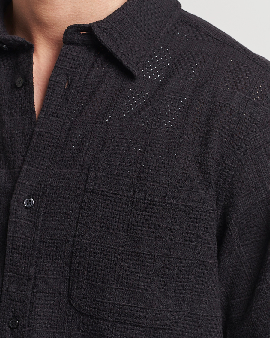 Heren | Overhemden | LES DEUX | Charlie Short Sleeve Knitted Shirt Black