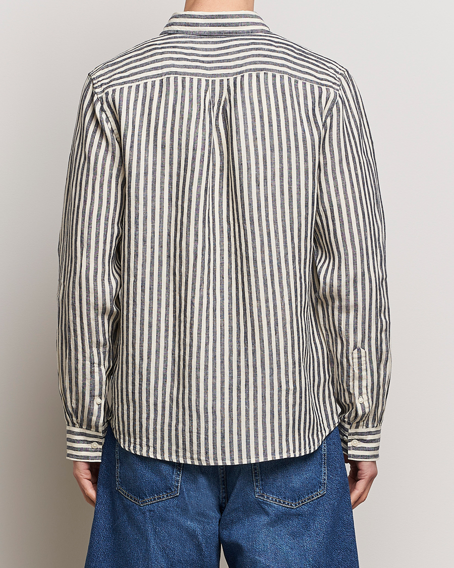 Heren | Overhemden | LES DEUX | Kristian Striped Linen Button Down Shirt Ivory/Navy