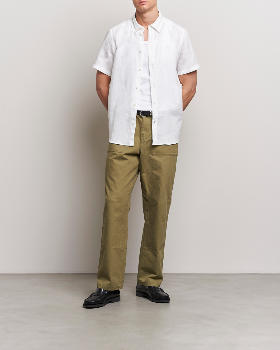 Heren | Overhemden | LES DEUX | Kris Short Sleeve Linen Shirt White