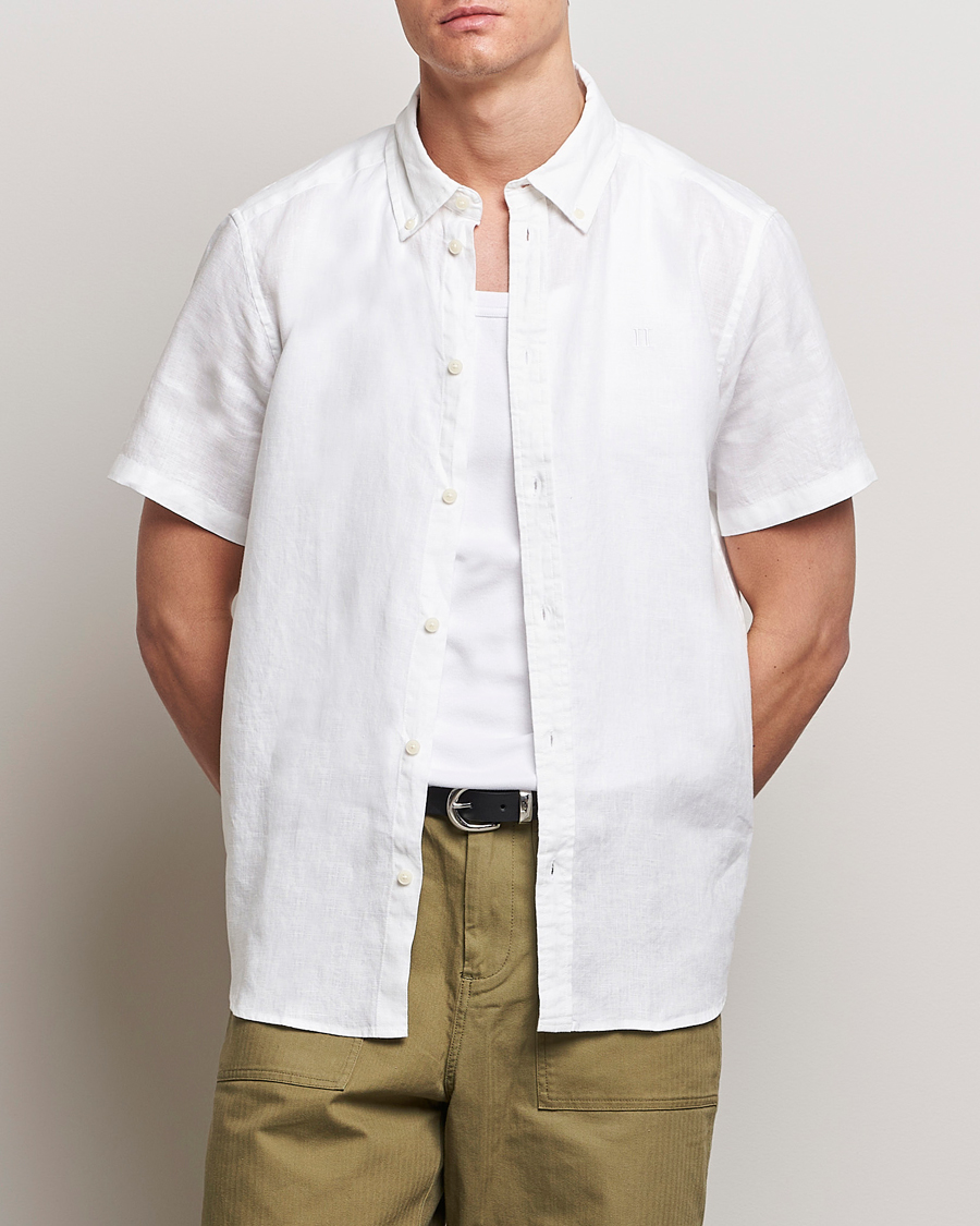 Heren | Overhemden met korte mouwen | LES DEUX | Kris Short Sleeve Linen Shirt White
