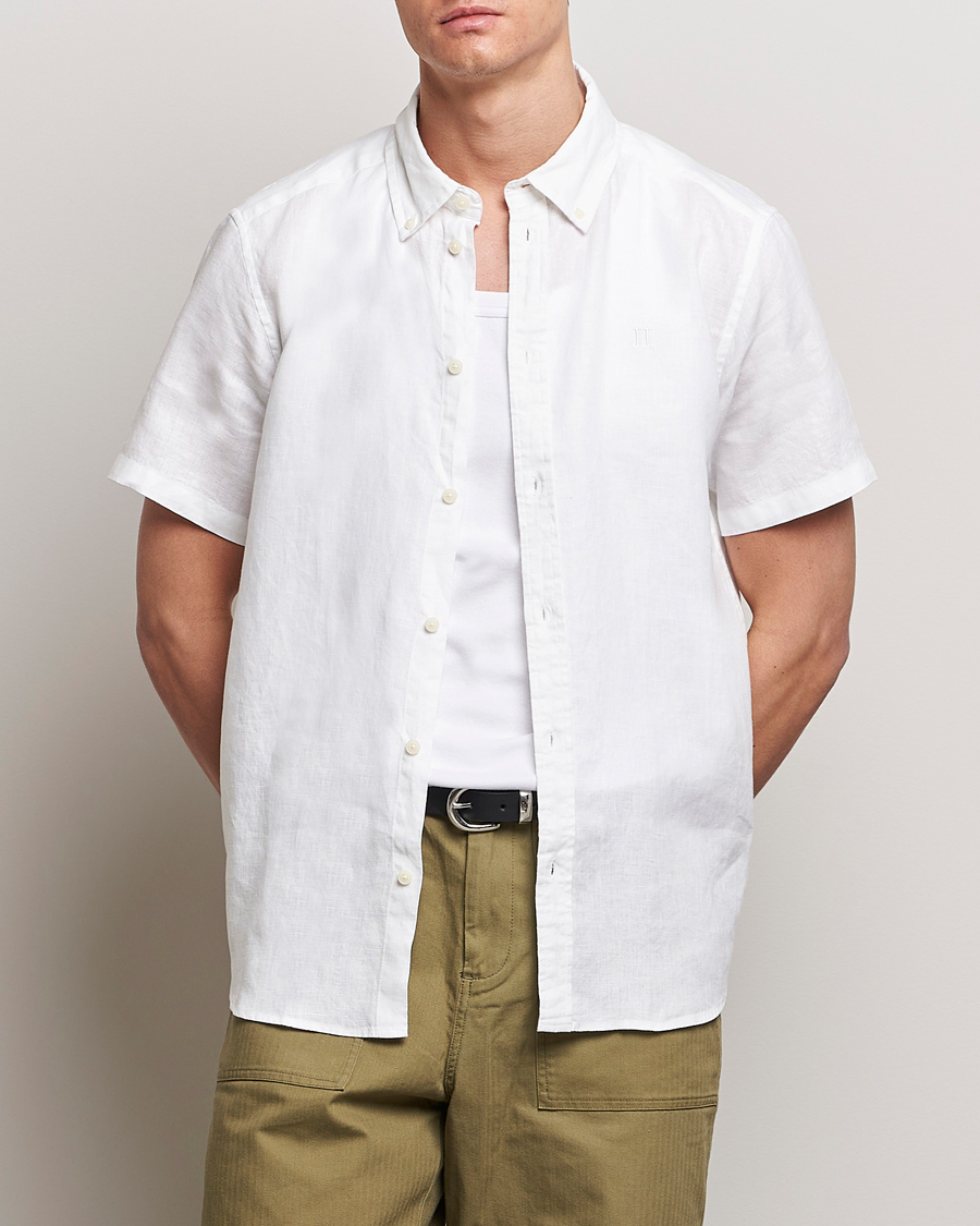 Heren | Overhemden | LES DEUX | Kris Short Sleeve Linen Shirt White