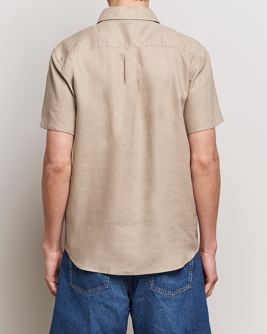 Heren | Overhemden | LES DEUX | Kris Short Sleeve Linen Shirt Dark Sand