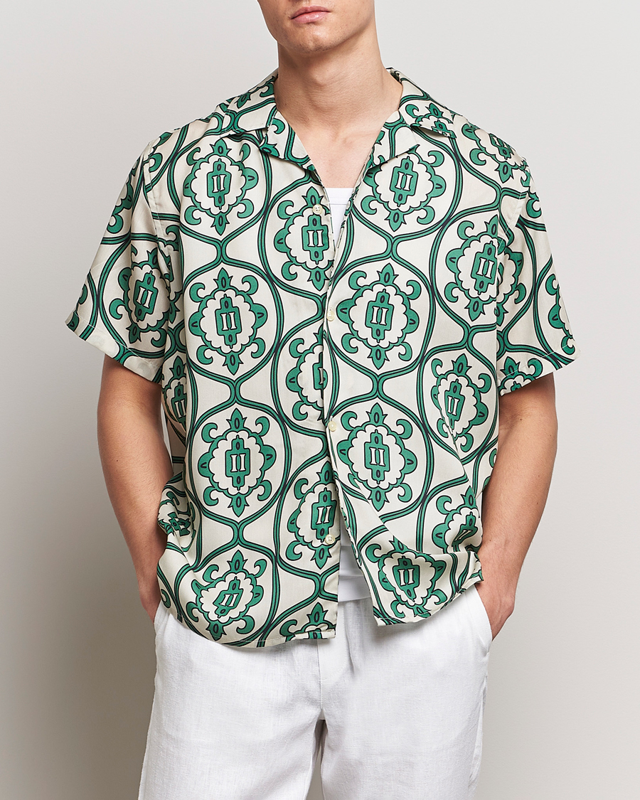 Heren | Nieuwe merken | LES DEUX | Ornament Print Tencel Shirt Ivory/Green