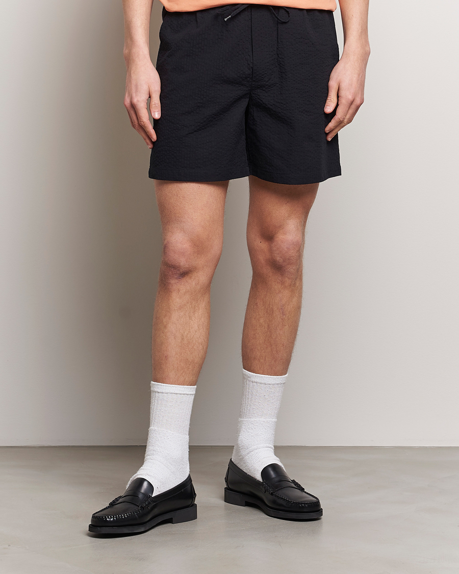 Heren | Trekkoord shorts | LES DEUX | Patrick Seersucker Shorts Black