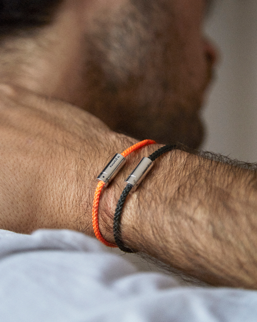 Heren | Sieraden | LE GRAMME | Nato Cable Brushed Bracelet Orange/Sterling Silver 7g