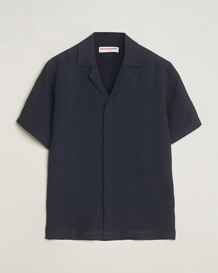 Heren | Overhemden | Orlebar Brown | Maitan Short Sleeve Linen Shirt Night Iris