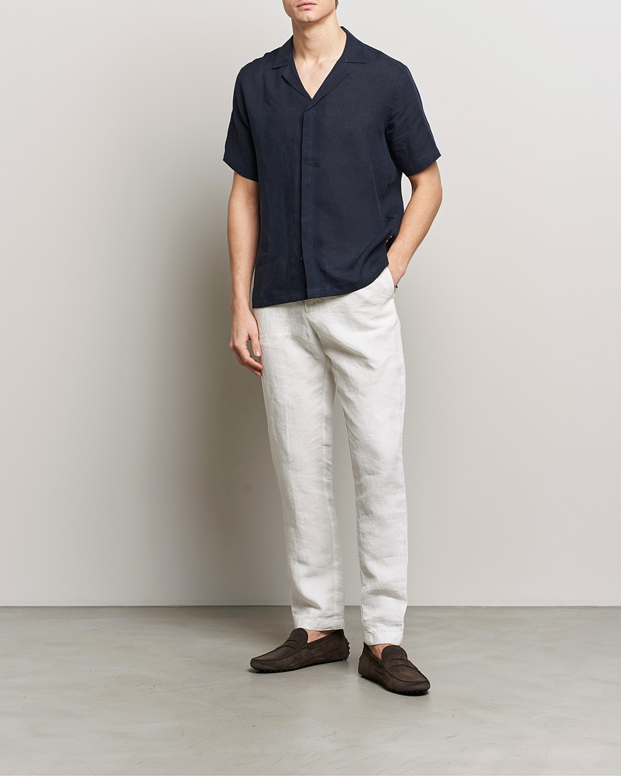 Heren | Overhemden | Orlebar Brown | Maitan Short Sleeve Linen Shirt Night Iris