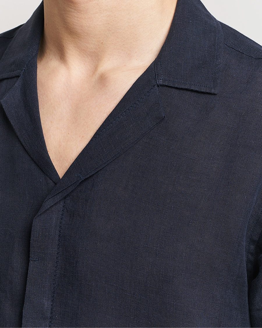 Heren | Overhemden | Orlebar Brown | Maitan Short Sleeve Linen Shirt Night Iris