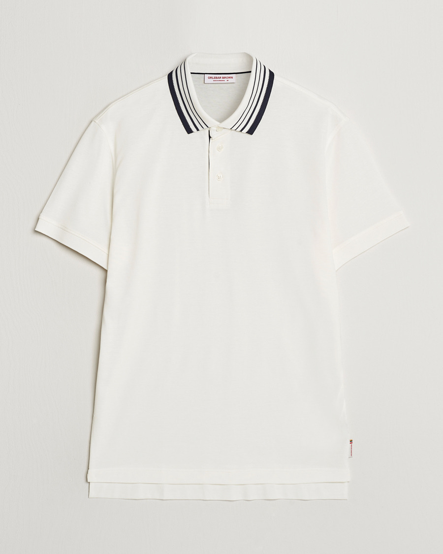 Heren | Polo's | Orlebar Brown | Dominic Border Cotton/Lyocel Polo White Sand
