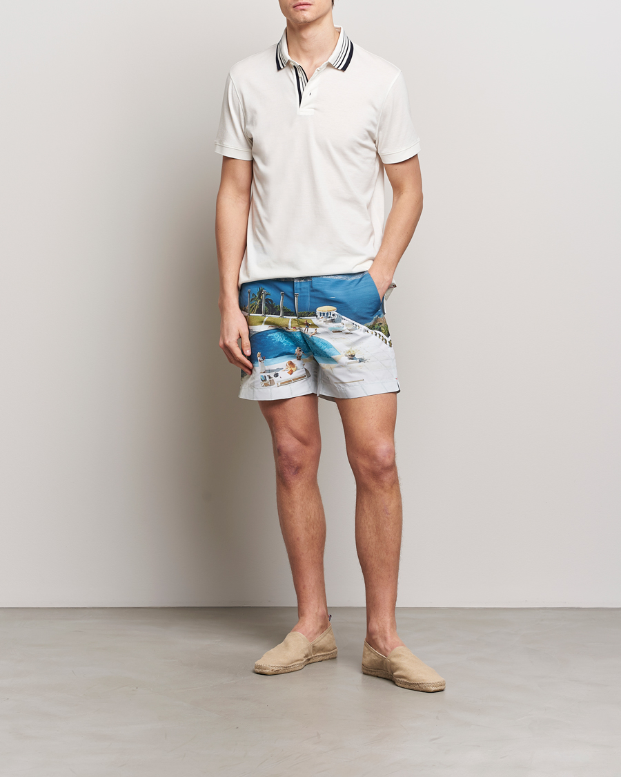 Heren | Polo's | Orlebar Brown | Dominic Border Cotton/Lyocel Polo White Sand