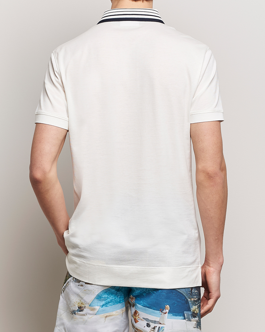 Heren | Polo's | Orlebar Brown | Dominic Border Cotton/Lyocel Polo White Sand