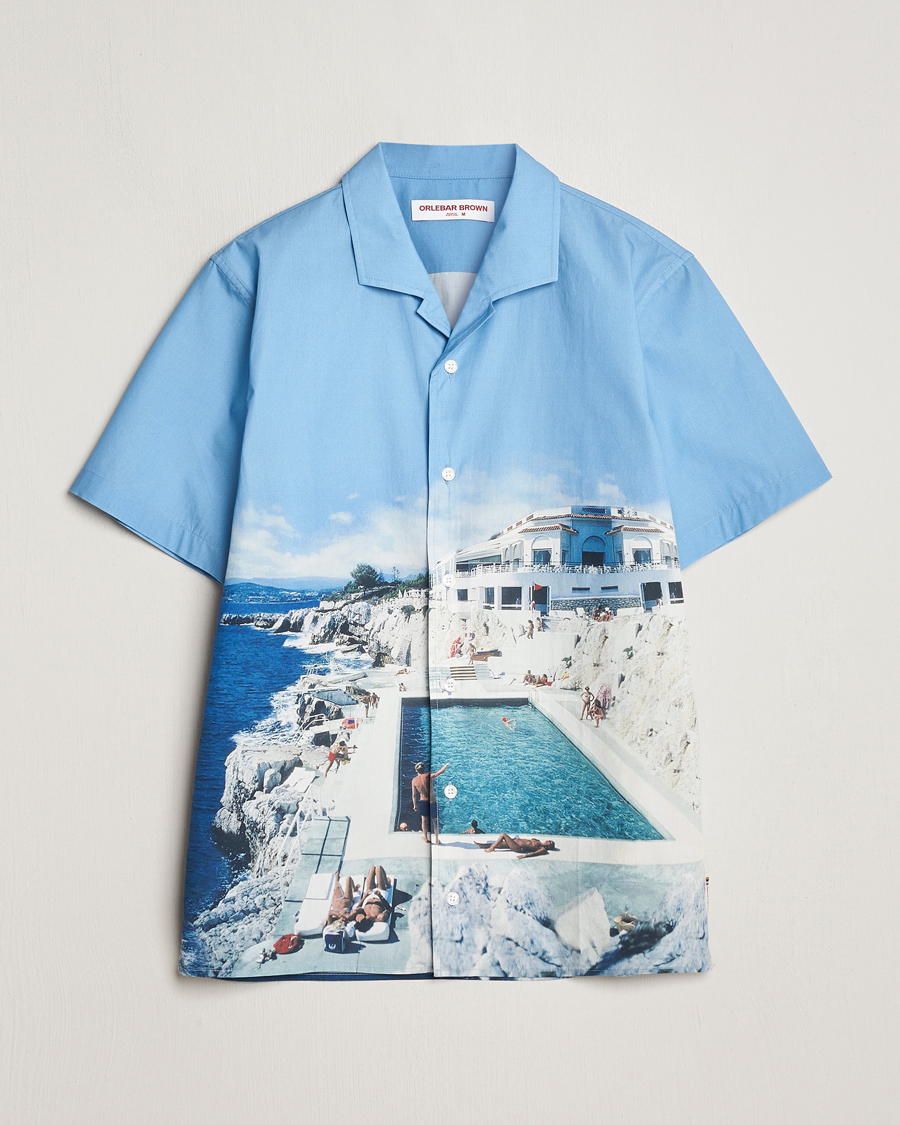 Heren | Overhemden | Orlebar Brown | Hibbert Photographic Roc Pool Shirt Blue