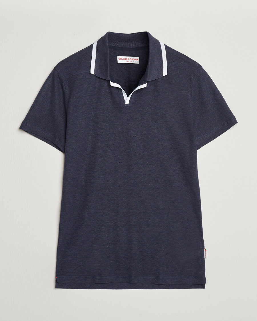 Heren | Polo's | Orlebar Brown | Felix Linen Pique Polo Night Iris