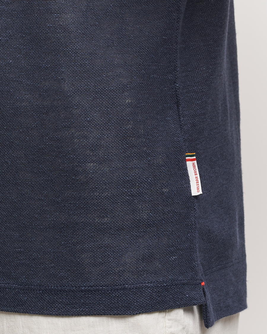 Heren | Polo's | Orlebar Brown | Felix Linen Pique Polo Night Iris