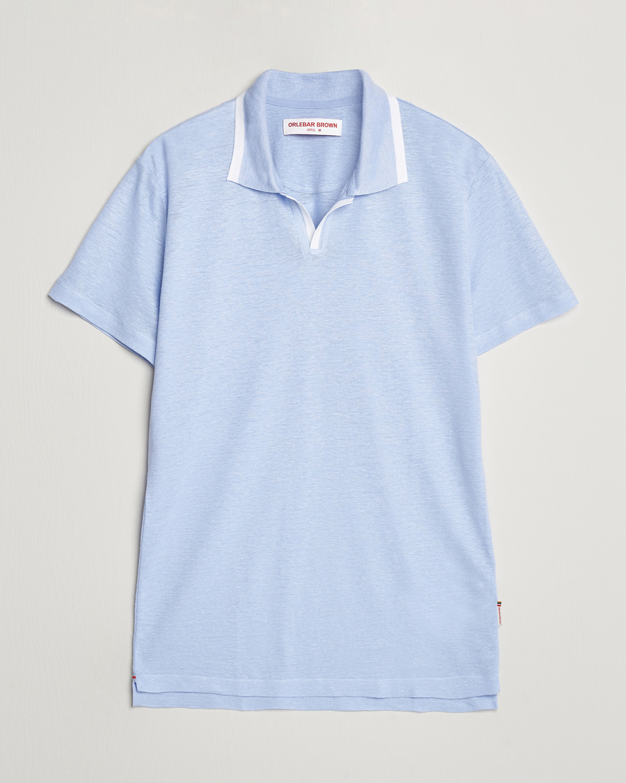 Heren | Polo's | Orlebar Brown | Felix Linen Pique Polo Soft Blue