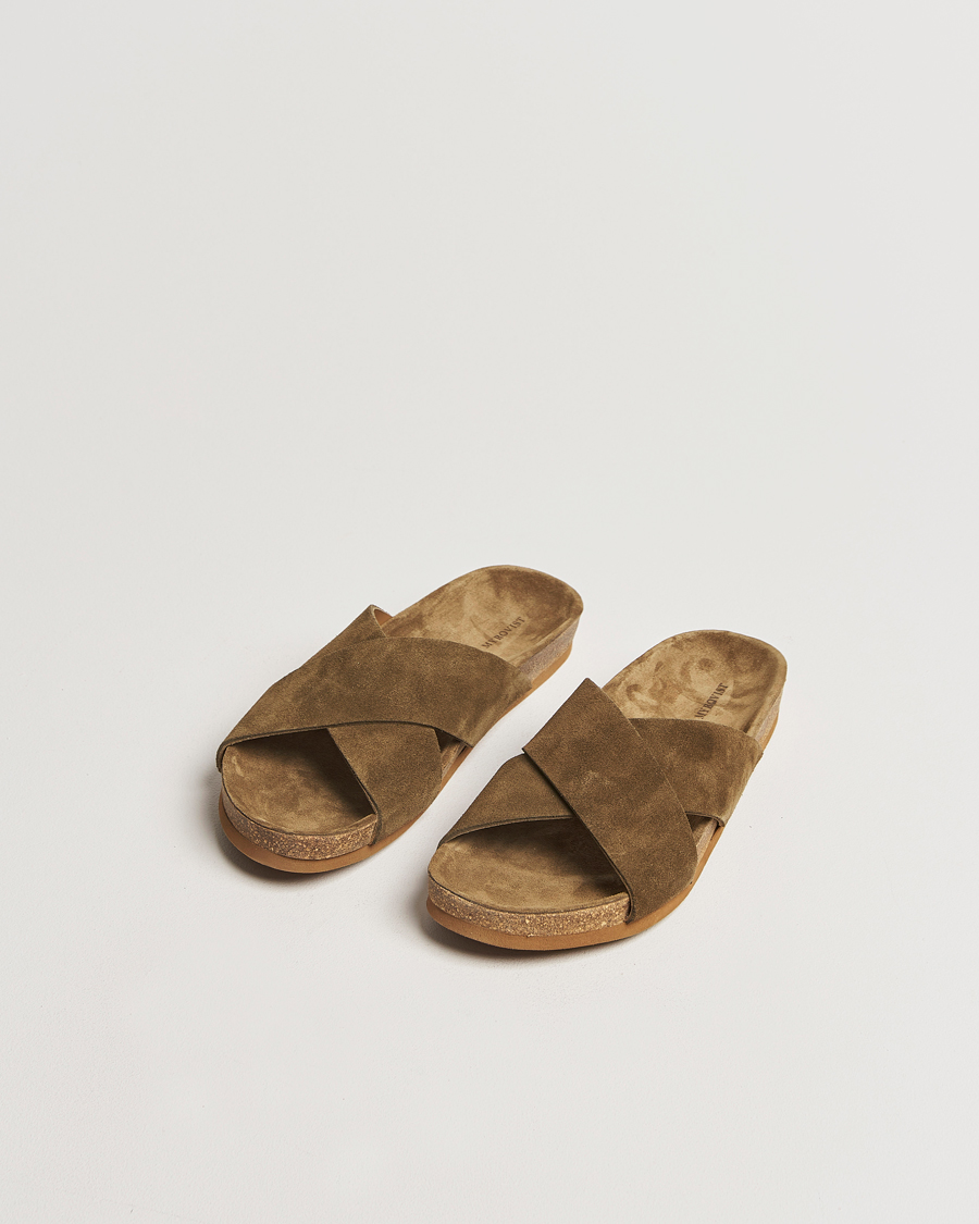 Heren | Myrqvist Solvik Sandals Moss Green Suede | Myrqvist | Solvik Sandals Moss Green Suede