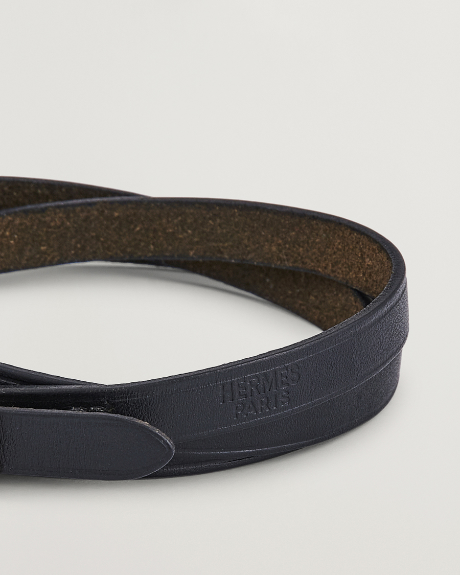 Heren | Hermès Pre-Owned API1 Leather Bracelet Black | Hermès Pre-Owned | API1 Leather Bracelet Black