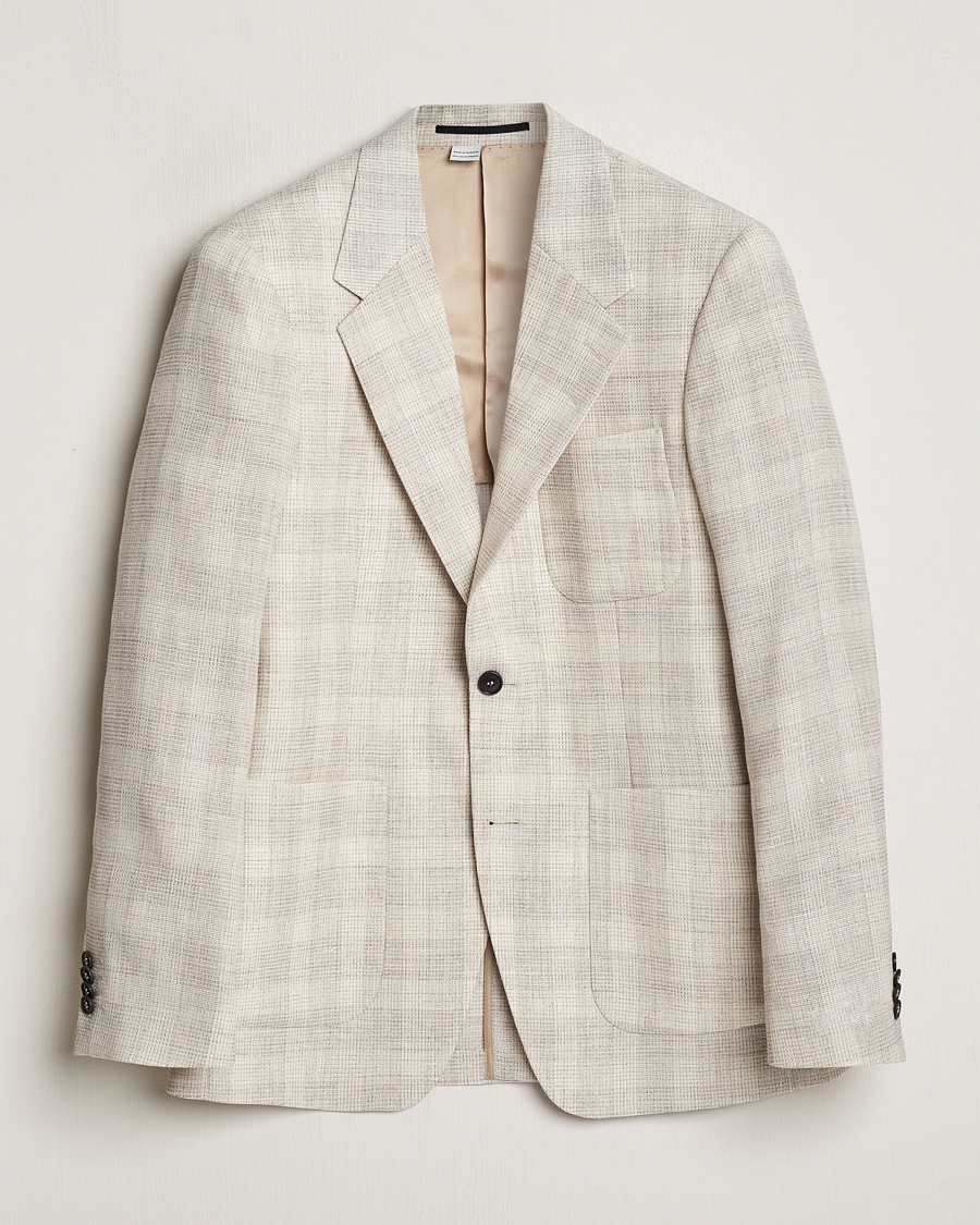 Heren | Blazers | Tiger of Sweden | Julien Half Lined Checked Blazer Natural White