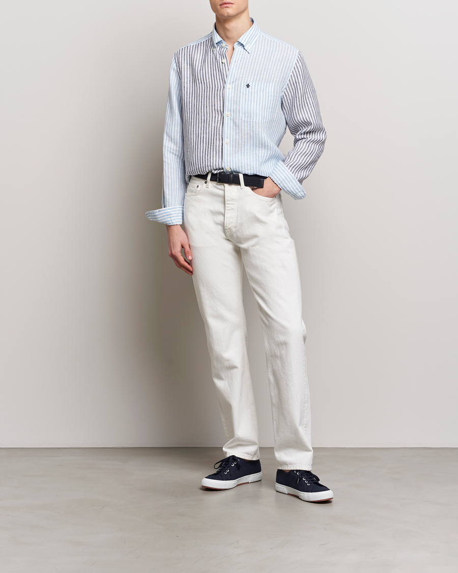 Heren | Overhemden | Morris | Douglas Linen Mix Shirt Blue