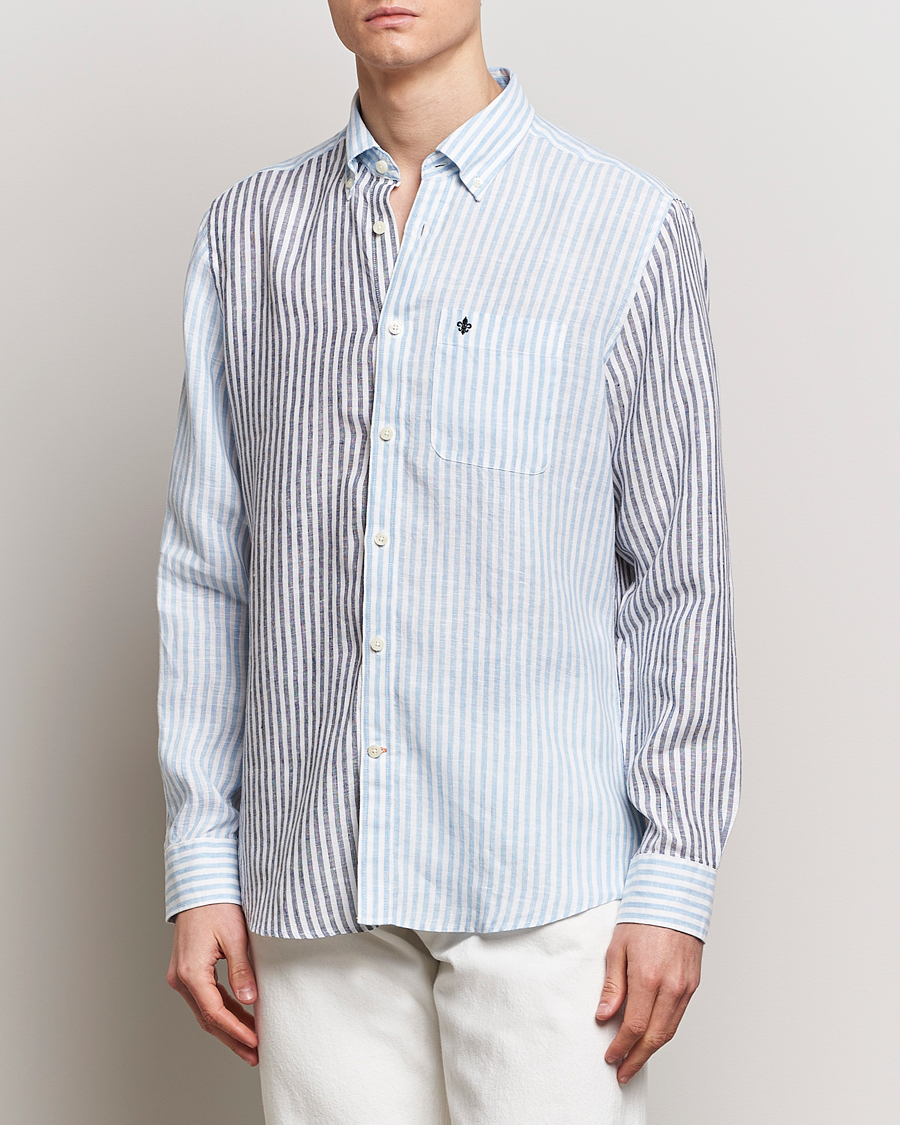 Heren | Casual | Morris | Douglas Linen Mix Shirt Blue