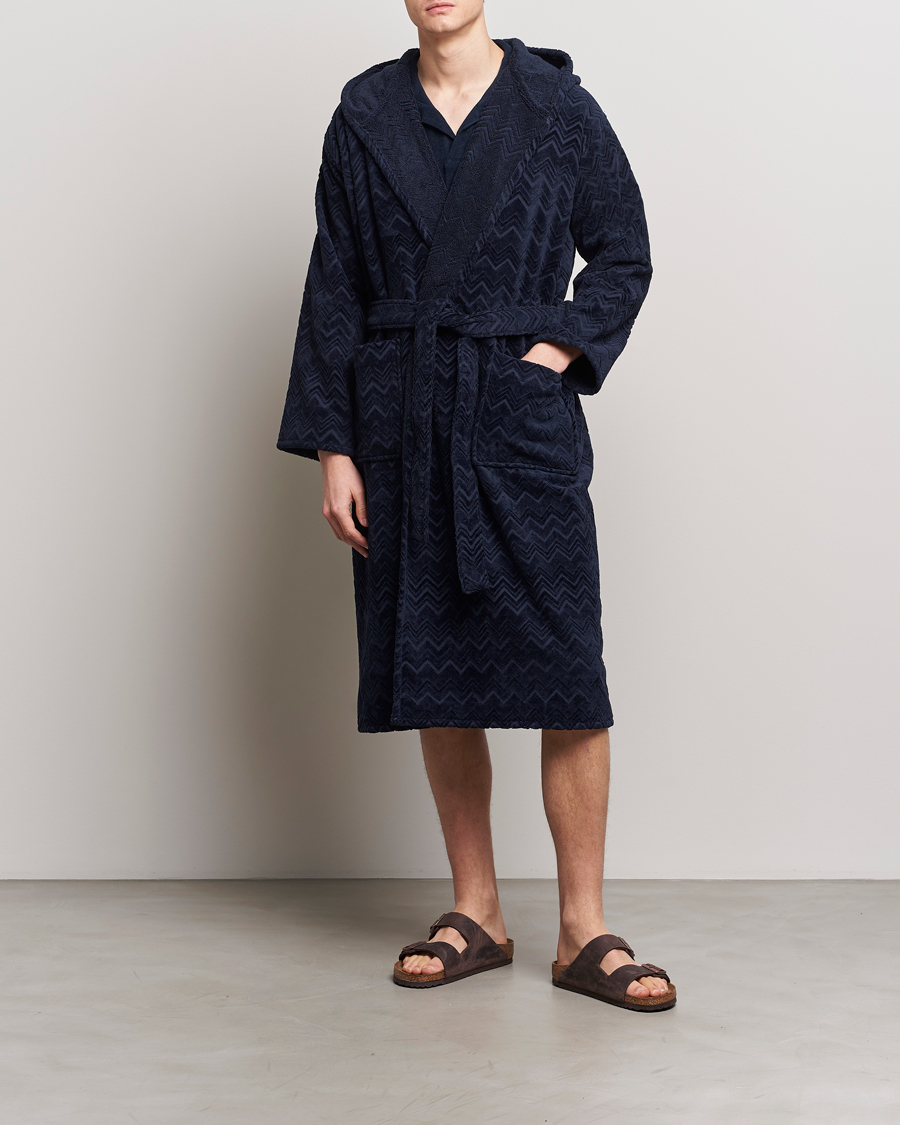Heren | Pyjama's en gewaden | Missoni Home | Chalk Bath Robe Navy