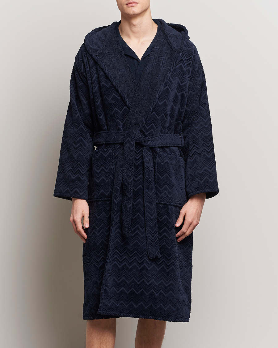 Heren | Pyjama's en gewaden | Missoni Home | Chalk Bath Robe Navy