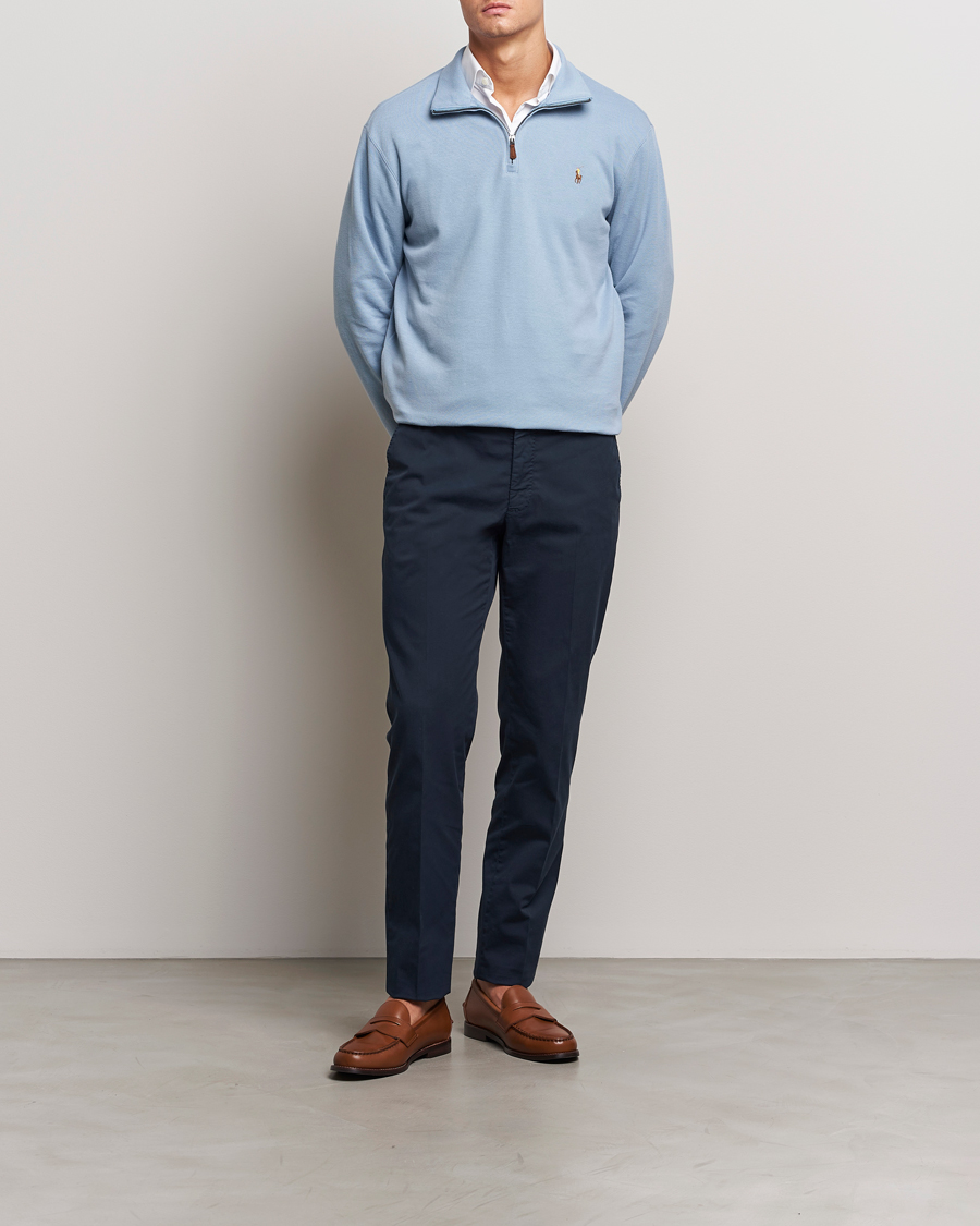 Heren | Truien | Polo Ralph Lauren | Double Knit Jaquard Half Zip Sweater Vessel Blue