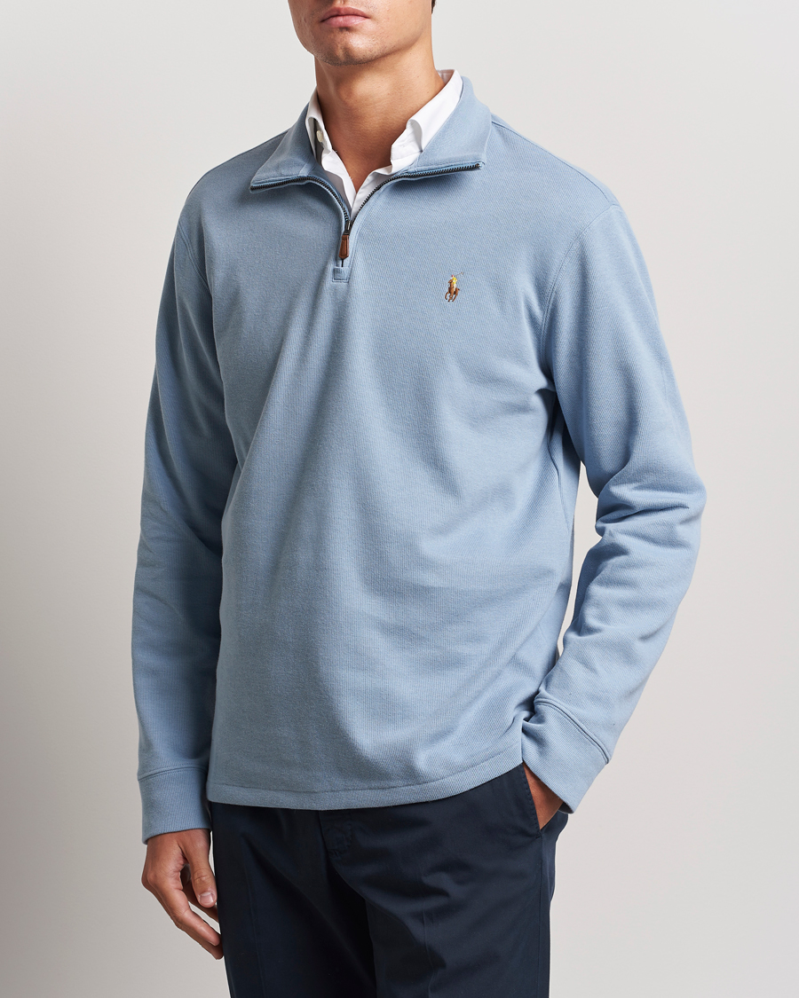 Heren | Truien | Polo Ralph Lauren | Double Knit Jaquard Half Zip Sweater Vessel Blue
