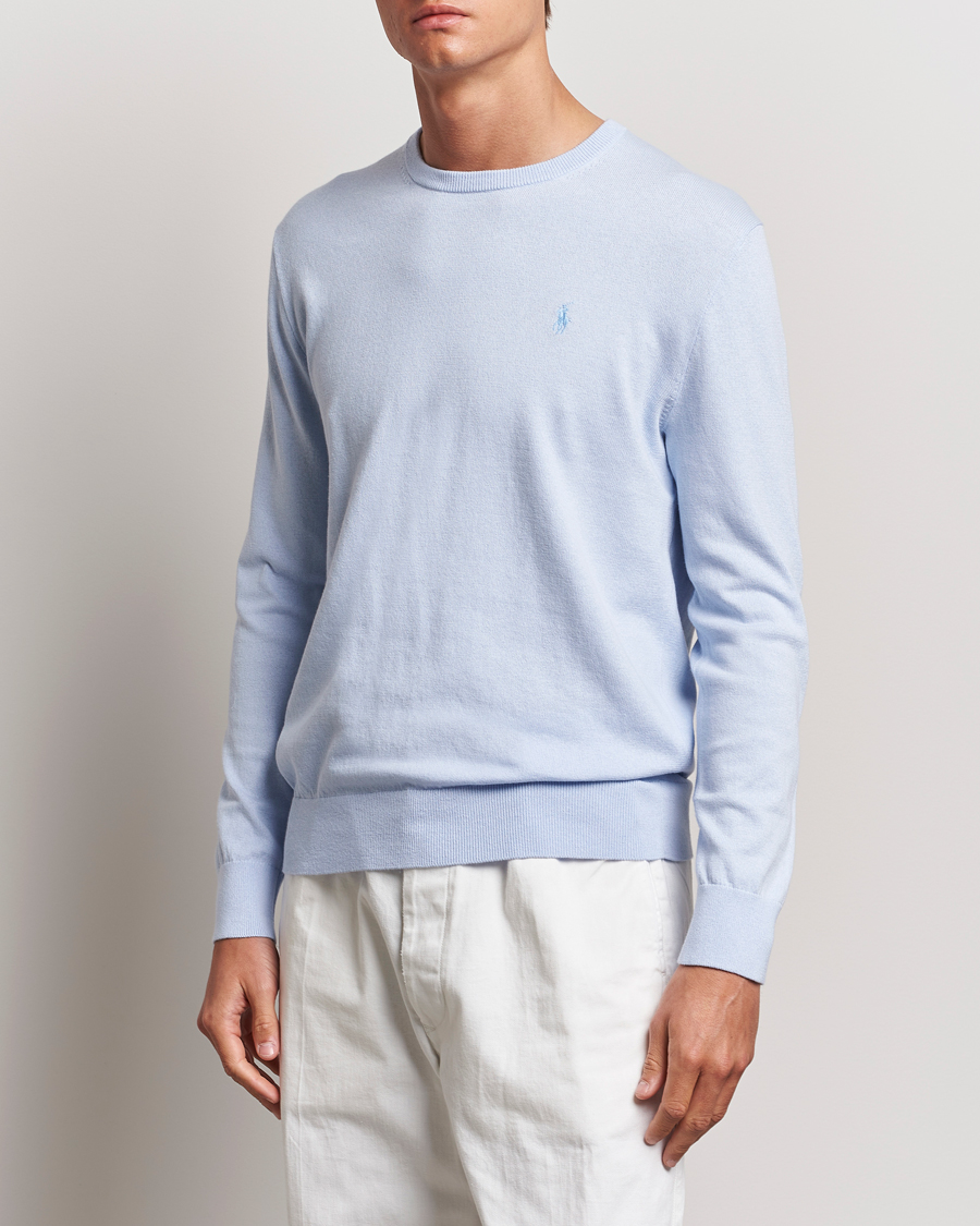 Heren |  | Polo Ralph Lauren | Cotton/Cashmere Crew Neck Pullover Oxford Blue